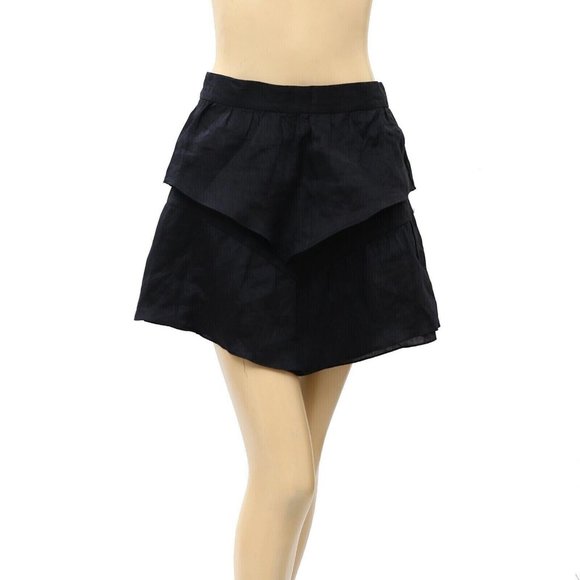 Isabel Étoile Marant High Waisted Mini Skirt Solid Pleated Black L